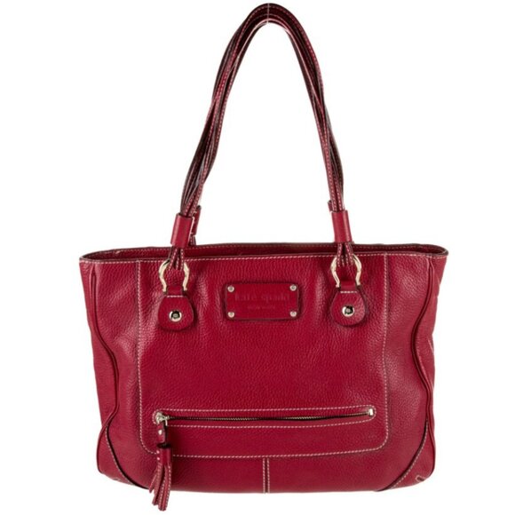 Kate Spade Red Leather Tote Bag – Holiday Ready! - Picture 1 of 7